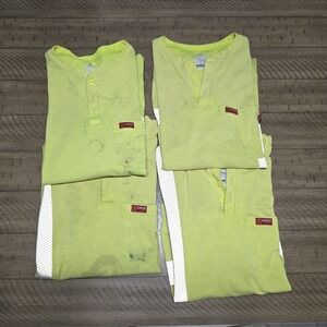 Lot of 4 LAPCO FR High-Visibility Long Sleeve Henley Safety Shirts Med-Reg READ